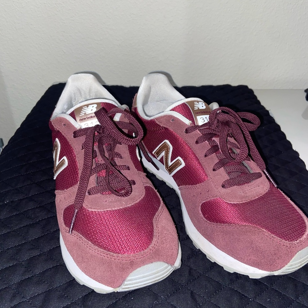 New Balance Red, Maroon, Sneakers, Gold Details, Trainers, Tennis Shoes
